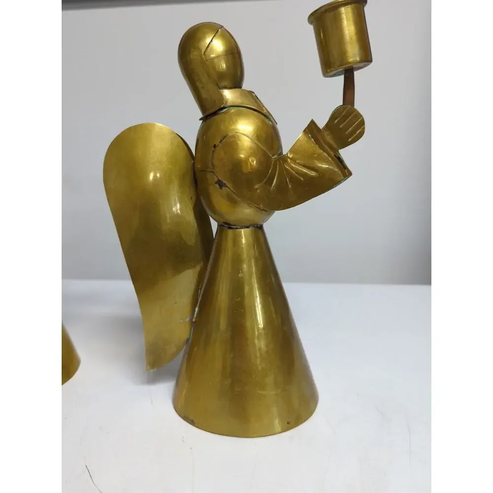 Angel Candle Holders Made In Mexico Copper Brass Set Of 2 Christmas Holiday